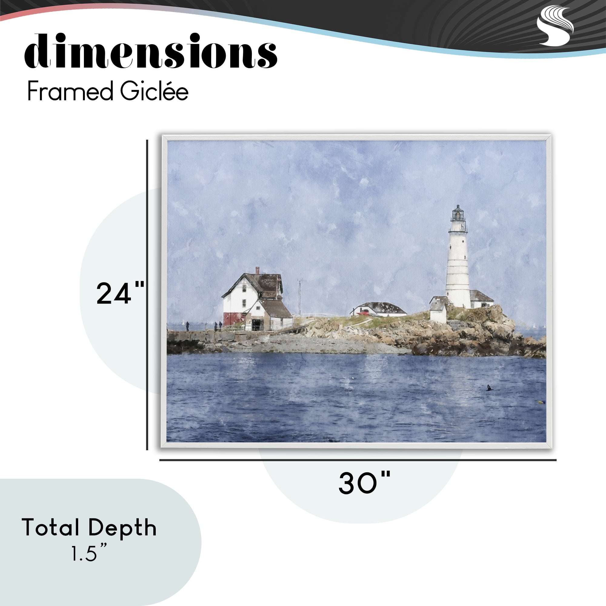 Stupell Industries Picturesque Lighthouse Island White Framed Giclee Art, design by Kim Curinga