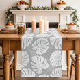 thumbnail image 2 of Table Runners 90 Inches Long Dress Scarves, Monstera Leaves Farmhouse Coffee/Dining/Kitchen Table Decor Table Runner for Living Room, Modern Minimalist Botanical Tropical Gray 13x90 Inch, 2 of 9