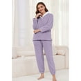 thumbnail image 3 of Heartnice Fluffy Pajamas set for Women Fleece Pullover 2 Piece Pjs Set Soft Plush Sleepwear Winter Loungewear(Grey Purple, S）, 3 of 4