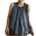 thumbnail image 2 of TMOYZQ Womens Tank Top Plus Size Loose Casual Cotton Linen Solid Color T Shirts Scoop Neck Sleeveless Blouses, 2 of 8