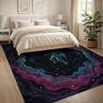 thumbnail image 3 of ODIKA 8'x10' Washable Area Rug Star Design With Cosmic Nebula Border Space Astronaut Galaxy Playful Expressive for Living Room, Under Sectional, Family , Durable, Non-Slip, 3 of 7