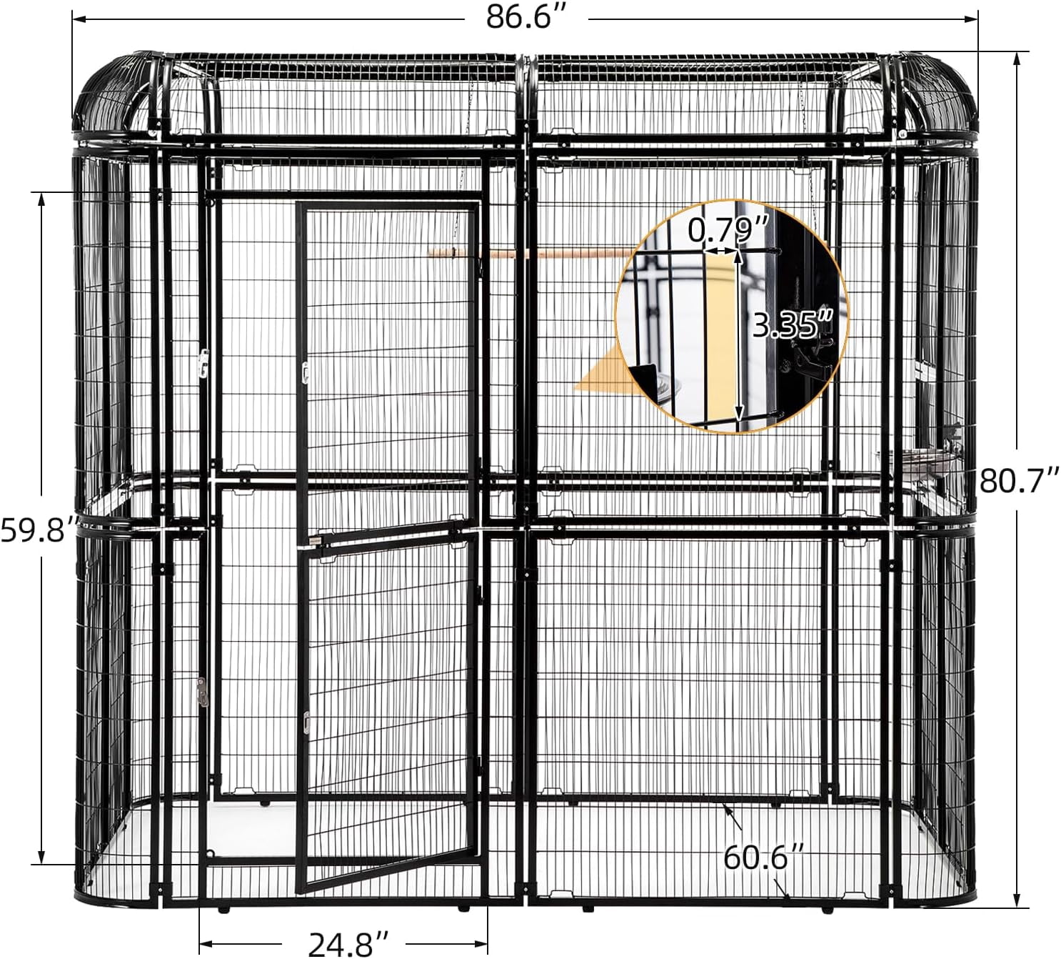 Walnest Extra Large Black Bird Outdoor Iron Aviary Doves Cage,Heavy Duty Parrot cage Walk in Aviary Flight Pet Offer(86.40 x 63.60 x 81.60 Inches）