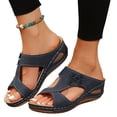 thumbnail image 2 of longantii Orthopedic Sandals for Women Arch Support Summer Flat Sandals Lightweight Slip on Non Slip Beach Slippers Beach Vacation 2026 Foam Shoes Navy, 2 of 5
