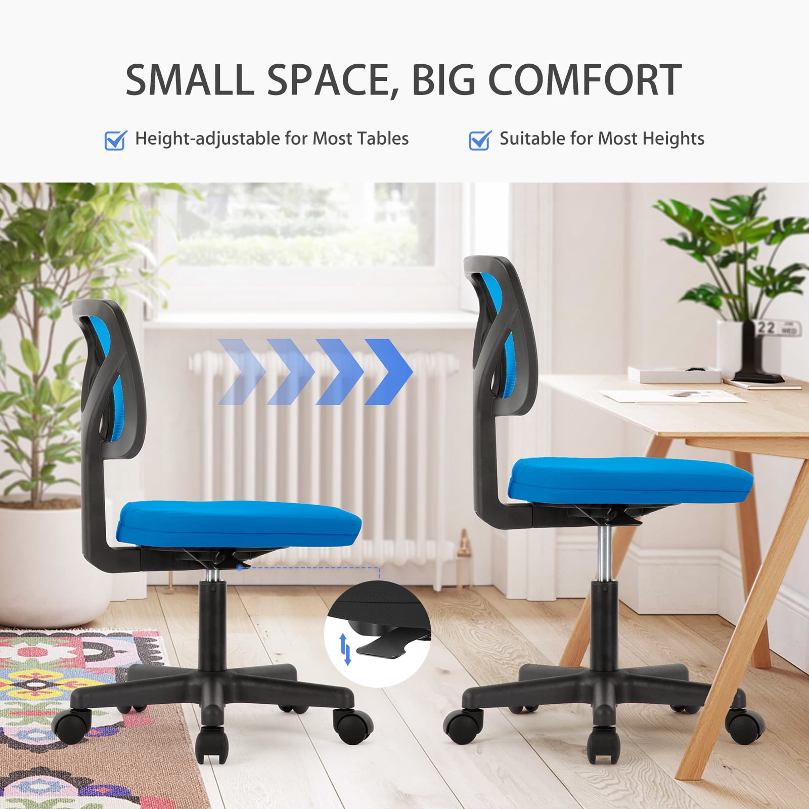 JOINSUN Desk Chair with Lumbar Support & Adjustable Height, 200 lb. Capacity, Blue