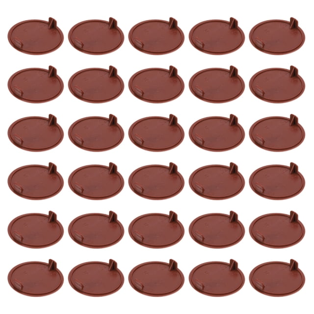 Uxcell 80Pcs Tapas para Agujeros de Bisagra, 40mm (1 9/16") Diámetro Tapas de Plástico para Agujeros de Bisagra Ocultos, Redondas, Tipo Flush, Marrón