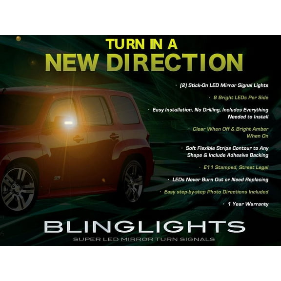 For Chevy HHR Side View Mirror Turnsignals LED Turn Signals Lights Signalers Mirrors Lamps Chevrolet