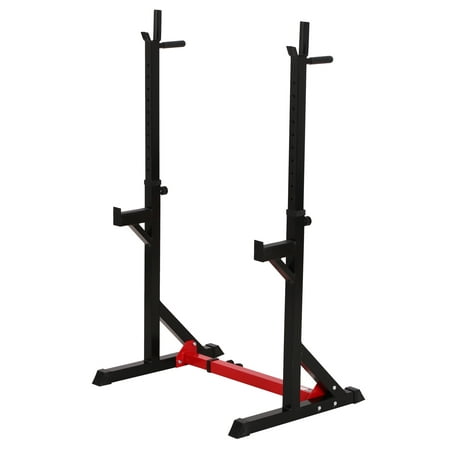 Soozier 2-Piece Pair Steel Height and Base Adjustable Barbell Squat Rack and Bench