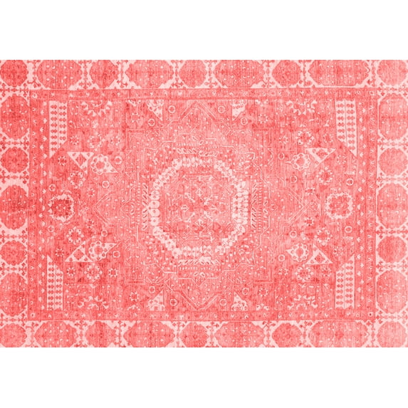 Ahgly Company Machine Washable Indoor Rectangle Oriental Red Traditional Area Rugs, 8' x 12'