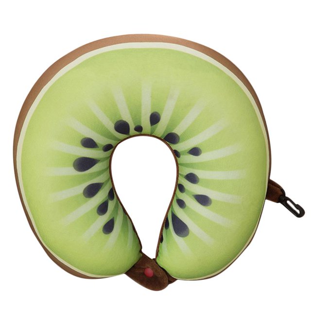 Almohada para el cuello en forma de U Sandía Kiwi Naranja Almohadas de frutas de dibujos animados Masaje para el cuello Cojín de viaje para automóvil Inevent JJ17667-06