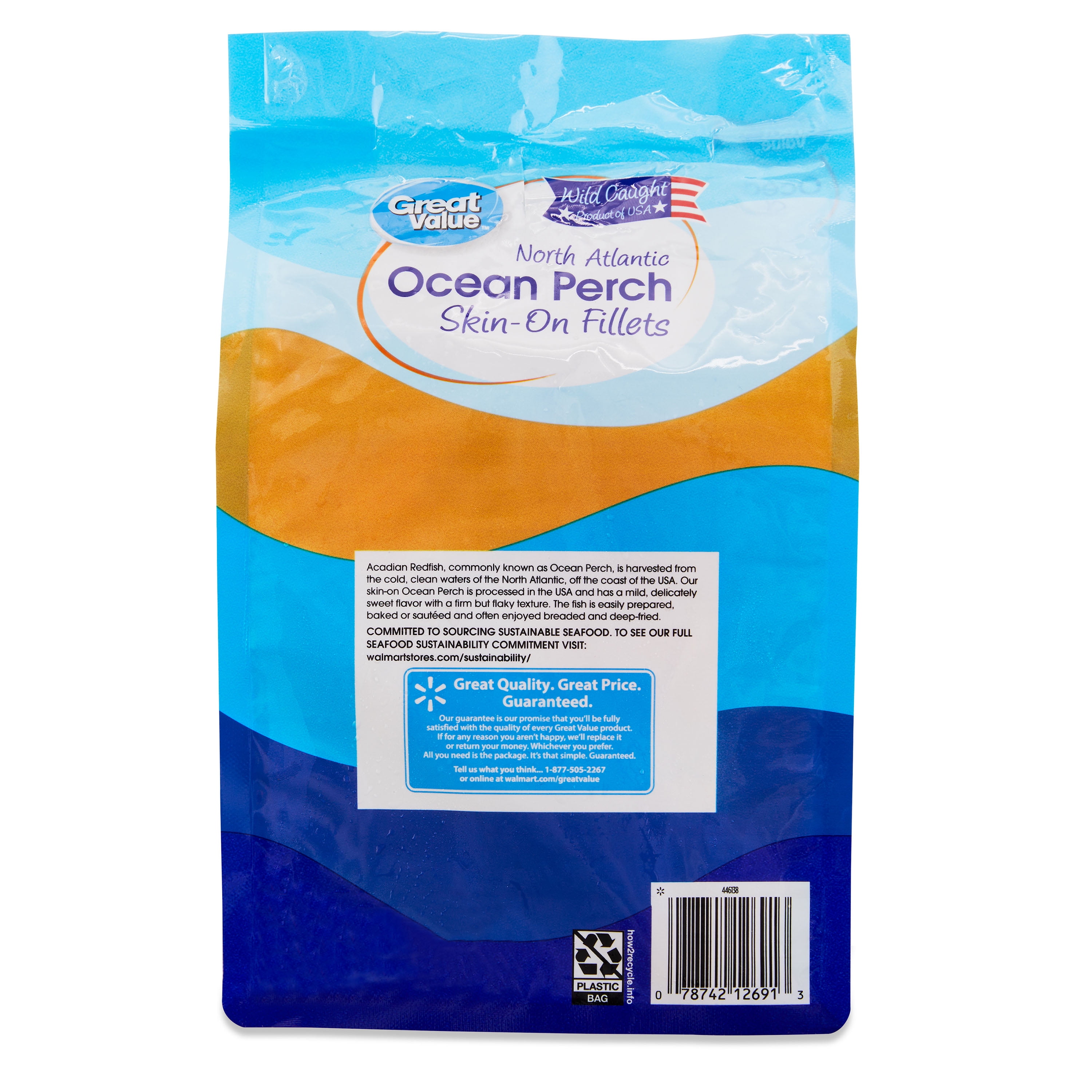 Great Value Frozen Wild Caught North Atlantic Ocean Perch Skin-on Fillets, 16 oz