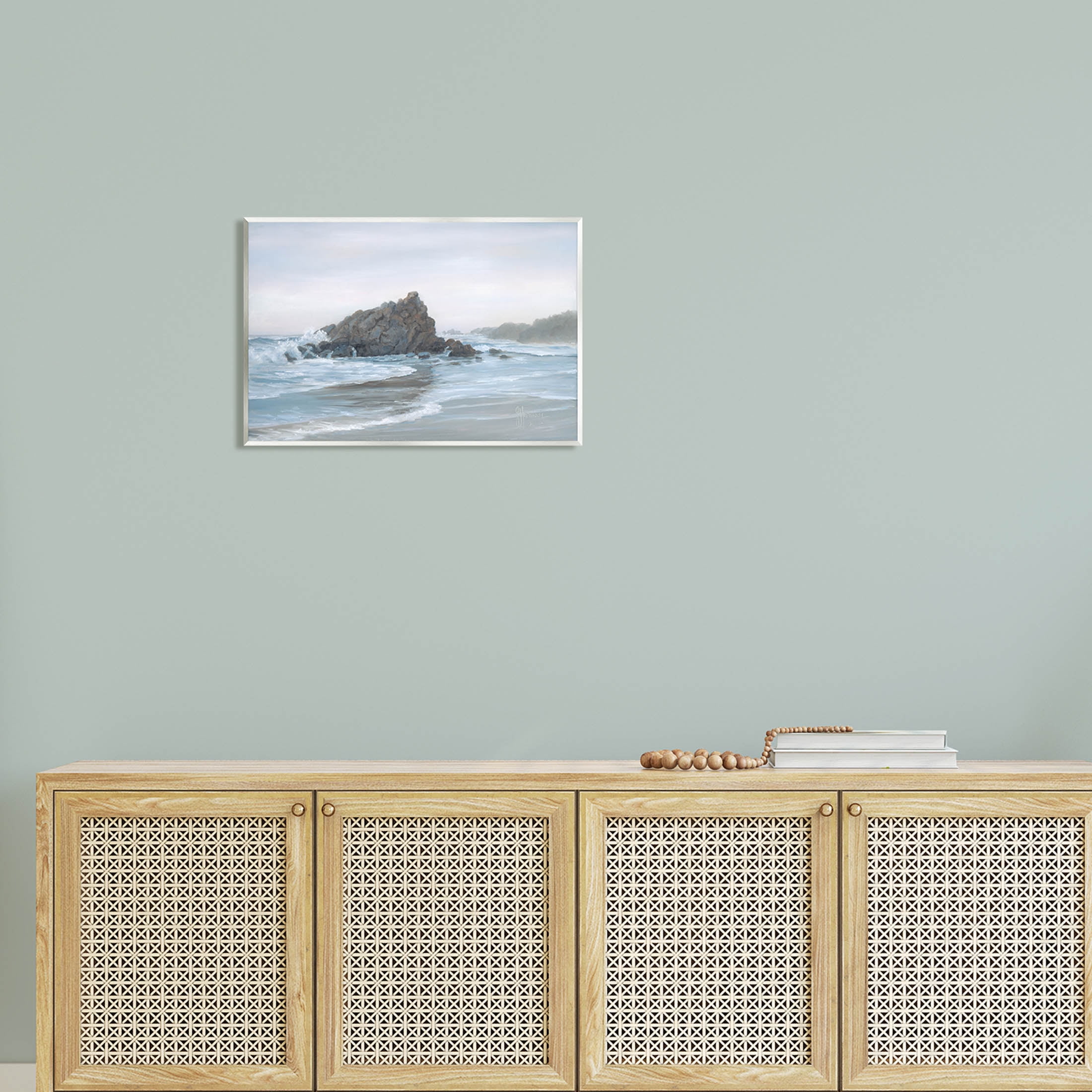 Crashing Waves Rocky Beach Coastal Painting Unframed Art Print Wall Art