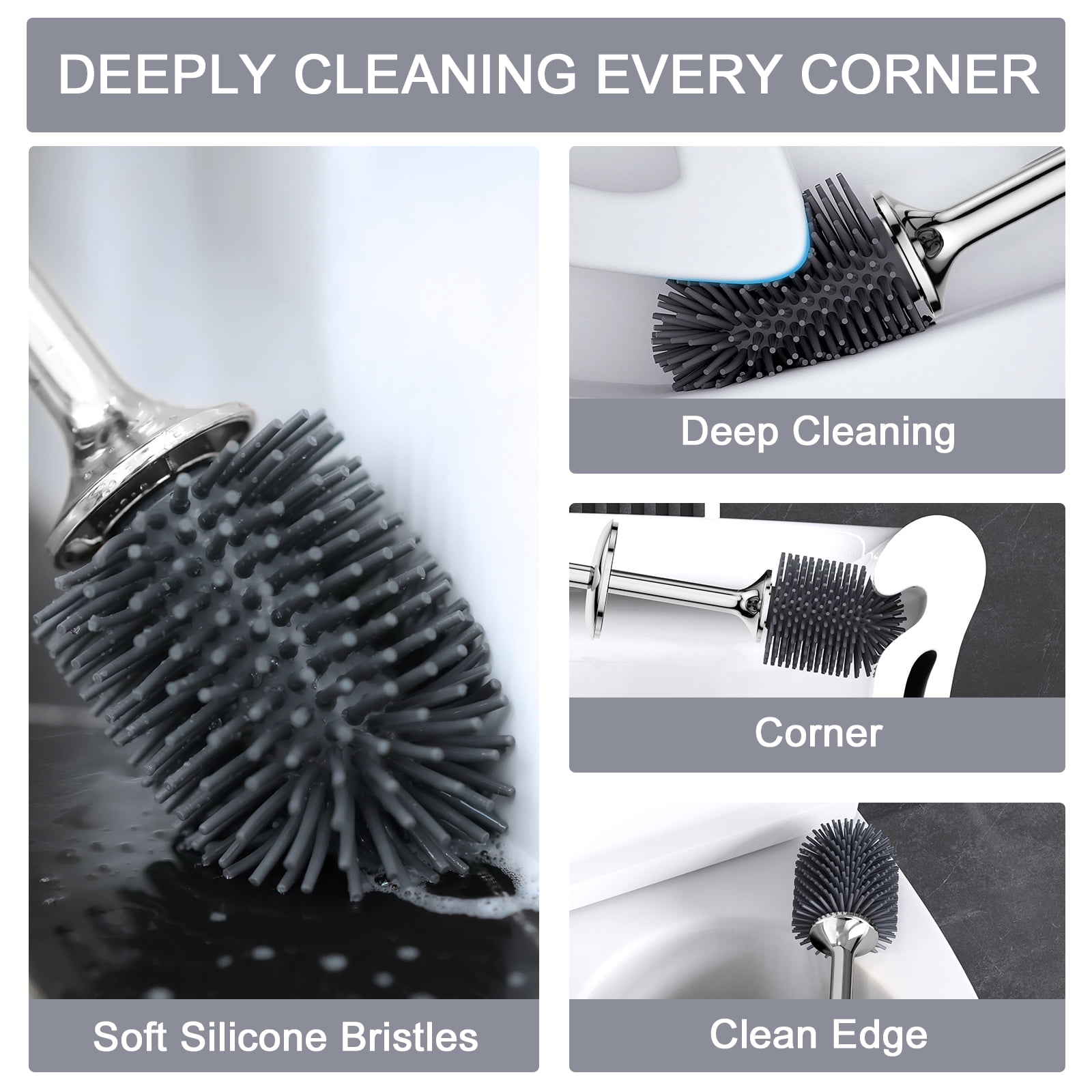 Lefree Silicone Toilets Brush Holder Set Bathroom Cleaning Supplies 2 Pack