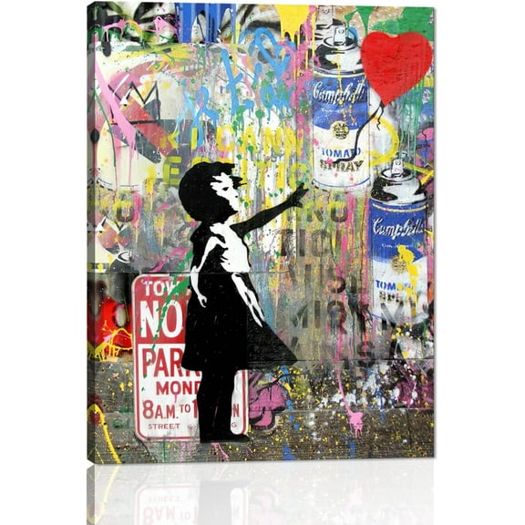WFSposter-Banksy Pop Street Graffiti Wall Art,Girl and Balloon Posters And Prints,Abstract Color Graffiti Art Canvas Paintings On the Wall Art Picture Home Decor