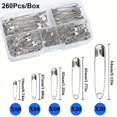 thumbnail image 2 of DEBGFS 260-Piece Set Of Strong & Reliable Safety Pins - Durable  Rust-Resistant Nickel Plated Steel  Perfectly Sharp For Sewing  Crafting & More - 4 Assorted Sizes  Bulk Pack For Everyd,260pcs,none, 2 of 6