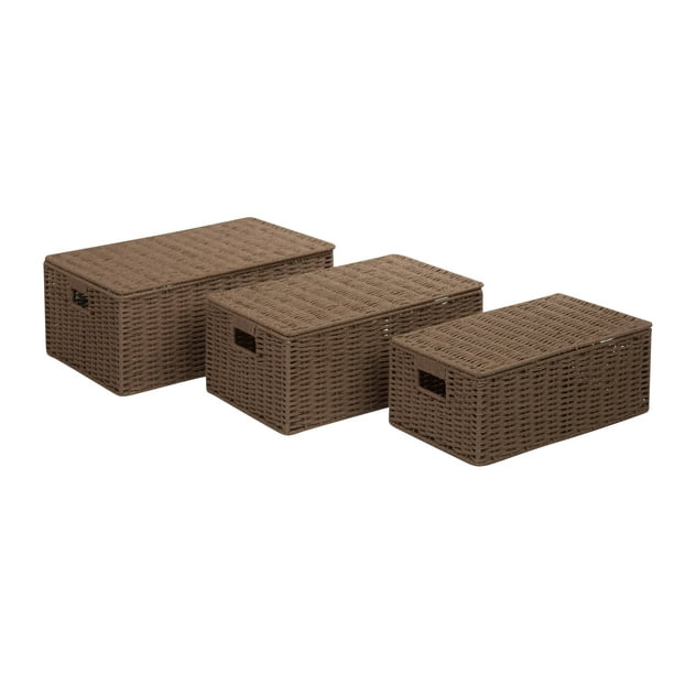 Honey Can Do 3Piece Paper Rope Cord Basket Set, Taupe