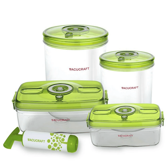 Vacucraft 5-Piece Versatile Vacuum Food Container Set