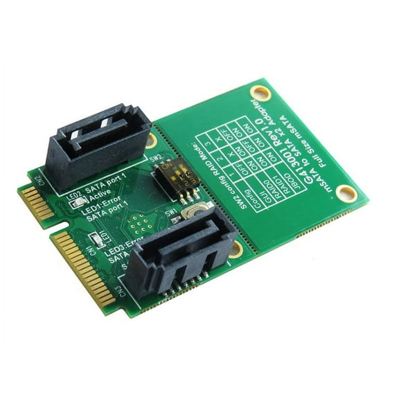 mSATA 52 Pin to SATA 7 Pin X 2 RAID Card