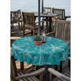 thumbnail image 2 of Outdoor Tablecloth with Umbrella Hole for Patio/Picnic/Party/Camping, Marine Starfish Waterproof Table Cloth Round Cover Washable, Summer Nautical Coastal Aqua Green (Dia 60"), 2 of 9