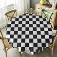 Black And White Checkered Water Resistant Tablecloth, Round Table Cloth