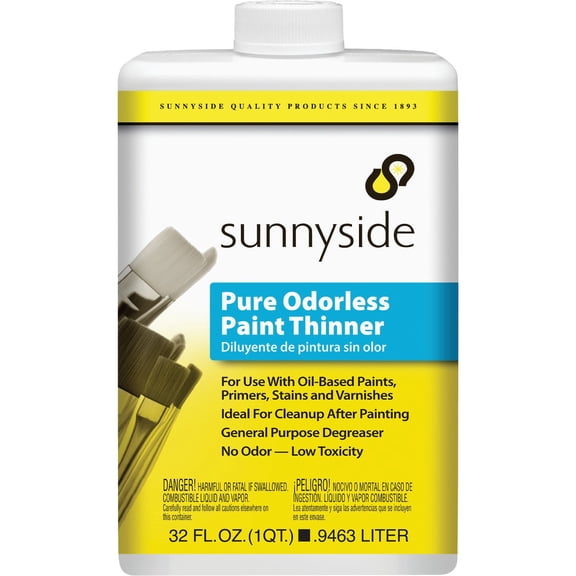 Sunnyside Pure Odorless Paint Thinner - Low Odor Mineral Spirits - Quart