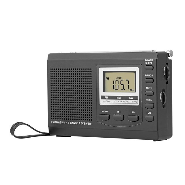 Radio FM MW SW Réveil Numérique Écran LCD Récepteur Radio FM Portable avec Écouteurs HRD-310, Facile à Utiliser