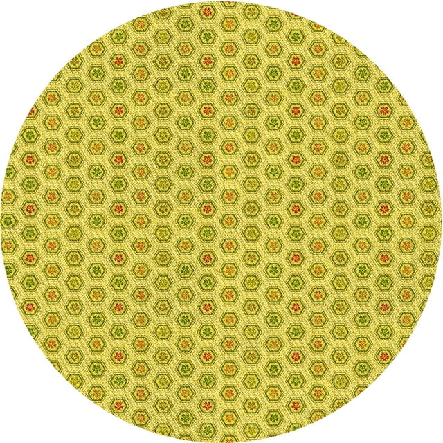 Ahgly Company Machine Washable Indoor Square Transitional Banana Yellow Area Rugs, 3' Square