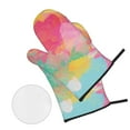 thumbnail image 3 of YFYANG Kits Mitaines et Porte-Pots 4 Pièces, Résistant à la Chaleur Color Watercolor Pattern Kitchen Tapis de Gant pour la Cuisson et la Cuisson, 3 of 8