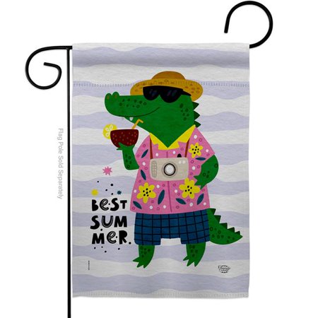 Ornament Collection G190166-BO 13 x 18.5 in. Alligator Su mmer Su mmertime Fun & Sun Garden Flag with Double-Sided Decorative Vertical Flags