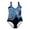 Blue, variant on Women's Halter One Piece Swimsuit Floral Summer Backless Sexy Print Swimwear Beachwear Siamese Bikini Set Tummy Control Bathing Suits L