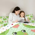 thumbnail image 2 of Castle Fairy Children Green Frog 7-Piece Bedding Comforter Set,Polka Dots King Bedding Sets,Love Heart Print Ultra Soft Bed Sheets,Lightweight Room Decor, 2 of 8
