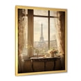 thumbnail image 2 of Designart "Rustic Eiffel Tower View from Paris Window I" Cityscapes Framed Wall Art - Industrial Yellow Paris Hallway Framed Wall Art Decor, 2 of 6