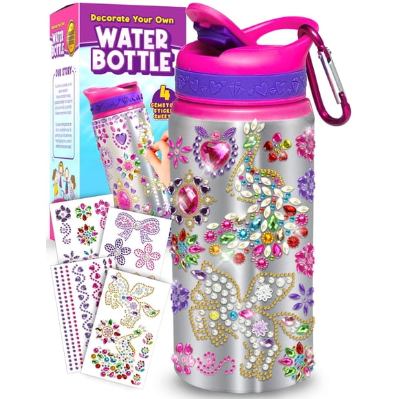 Botella de agua PURPLE LADYBUG Decora la tuya propia para niñas de 6 a 8 años