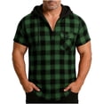 thumbnail image 2 of asjyhkr Mens Short Sleeve Hoodies Plaid with Pockets Casual Loose Fitted Comfy Workout Running Pullover, 2 of 7