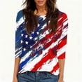 thumbnail image 4 of HAVUITYY Independence Day 3/4 Sleeve Sweaters for Womens, Fashionable American Flag 4th of July Womens Tops, Women's Lightweight Spring Casual Blouse, 4 of 5