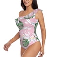 thumbnail image 5 of Daiia Lilies Flowers Women's One Piece Swimsuits Personalized One Shoulder Swimwear Asymmetric Ruffle Bathing Suits-Medium, 5 of 8