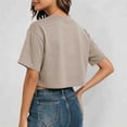 thumbnail image 4 of WDDDD Summer Cropped T Shirt Short Loose Fit Round Neck Casual Sporty Tee Top Light Gray XXL, 4 of 6
