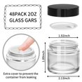 thumbnail image 2 of Frascos de vidrio KEYWING de 60 ml con tapas negras, paquete de 48 unidades para cosméticos, 2 of 6