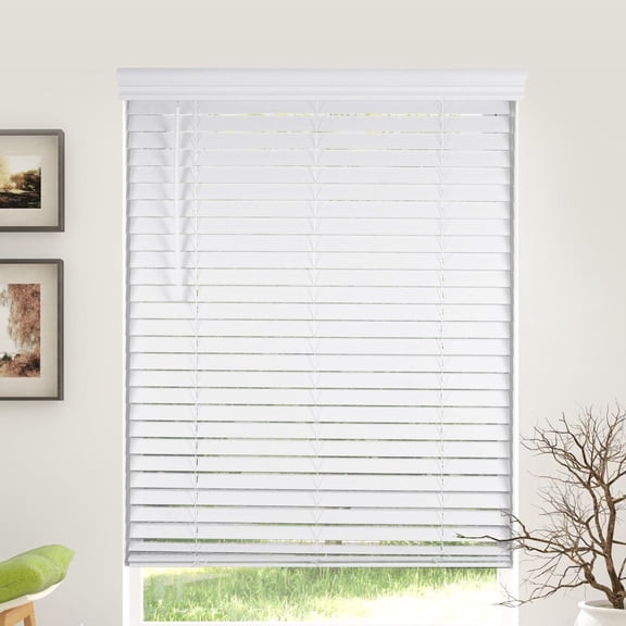 Cordless 2" Slat Faux Wood Blind with Royal Valance - 29.5"W x 60"H