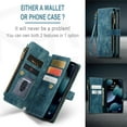 thumbnail image 5 of CaseMe Case for iPhone 13 Wallet Case for Women Men, Fashion Durable PU Leather Magnetic Flip Lanyard Strap Wristlet Zipper Card Holder Wallet Phone Case for iPhone 13 6.1-inch,Blue,For iPhone 13, 5 of 11