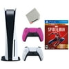 Sony Playstation 5 Disc Version with Extra Controller, Marvel's Spider-Man and Cleaning Cloth Bundle - Nova Pink - Refurbished