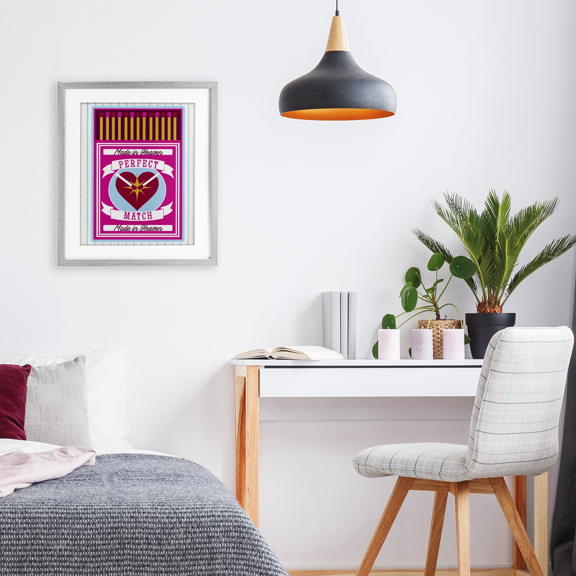 Stupell Industries Perfect Match Made In Heaven Gray Framed Print Under Glass, design by Lil' Rue