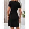 thumbnail image 1 of Summer Casual V Neck Twist Front Short Sleeve Mini Dress, 1 of 4