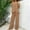 #0011-Khaki, variant on Women's Short Sleeve Round Neck Crop Tops, Casual Solid Color Blouses with High Waist Elastic Pants, Loose Fit Summer Cozy Set for Spring, Cute Two Piece Outfit Gift