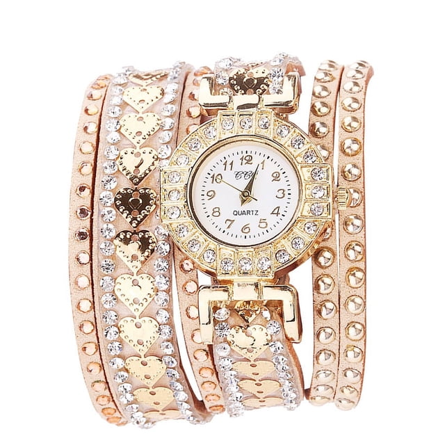 FcBaudy Bracelet Rigide pour Femmes, Cadeaux pour Femmes Femme Mode Cuir Analogique Quartz Montre-Bracelet Ronde Montres Montre