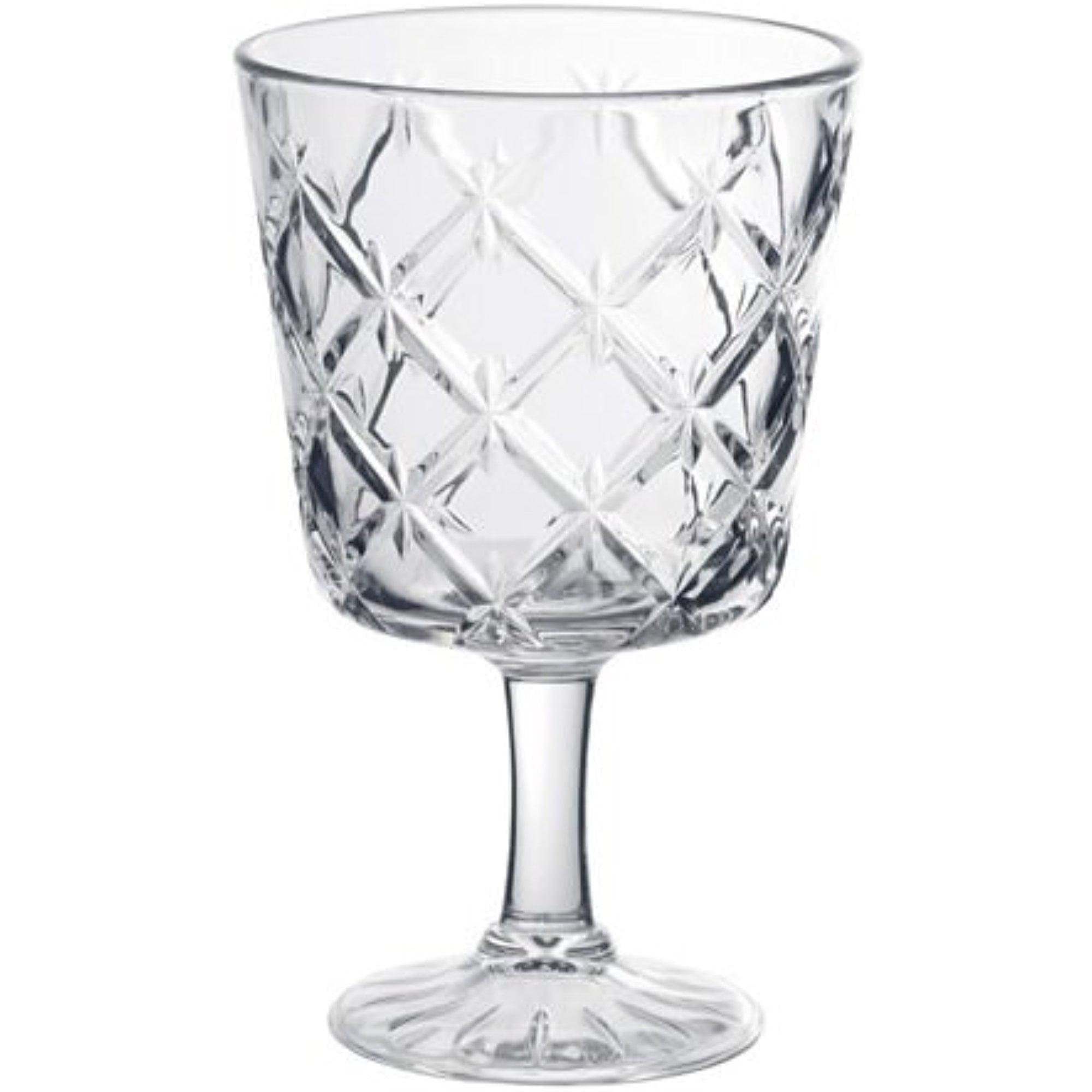 Ikea set of 6, Wine glass, clear glass, patterned Size 8 oz