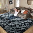 thumbnail image 3 of ZENELESS Large Fluffy Soft Rugs,9x12ft Non-Slip Carpet for Teen's Room Nursery Room Home Decor,Tie-Dye Black and Gray Stripes, 3 of 6
