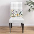 thumbnail image 4 of Flowers Dining Room Chair Covers Set of 8, Daisy Lavender Leaf Farmhouse Gray Plaid Stretch Chair Slipcovers Removable Washable Seat Cover Chair Protectors for Kitchen Home, Hotel Banquet, 4 of 6
