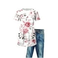 thumbnail image 4 of Pohista Cute Summer Tops for Women over 50 Womens Oversized Tee Shirts Cropped Dressy Blouses for Women Plus Size Womens Short Sleeve Blouses Floral orders placed, 4 of 4