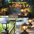 thumbnail image 4 of Solar Post Cap Lights for 4x4 Wood Fence, Flickering Flame LED, Waterproof Outdoor Deck & Garden Lighting, 2 Pack, Auto On/Off, Black, 4 of 7
