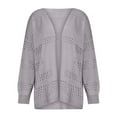thumbnail image 4 of UYISJ Womens Crochet Cardigan Sweater Boho Solid Color Oversized Fall Cardigans Open Front Long Sleeve Outerwear Gray L, 4 of 8